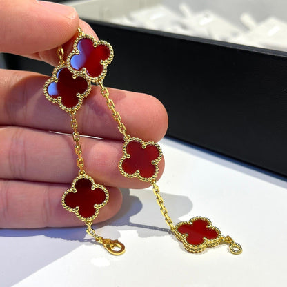 [VCA]CLOVER 5 MOTIFS RED AGATE  BRACELET