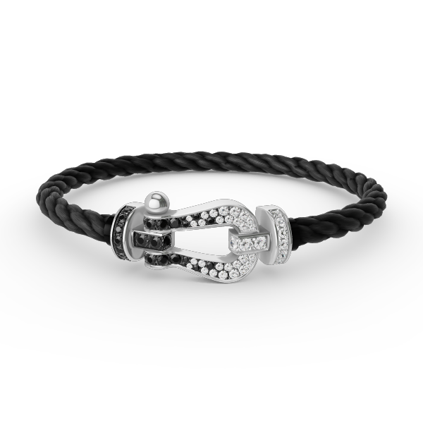 [Frd]FORCE LARGE HORSESHOE BLACK WHITE DIAMOND BRACELET SILVER