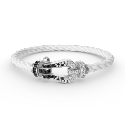 [Frd]FORCE LARGE HORSESHOE BLACK WHITE DIAMOND BRACELET SILVER