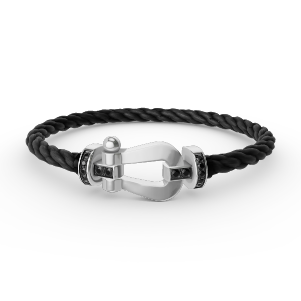 [Frd]FORCE LARGE HORSESHOE BLACK DIAMOND BRACELET SILVER