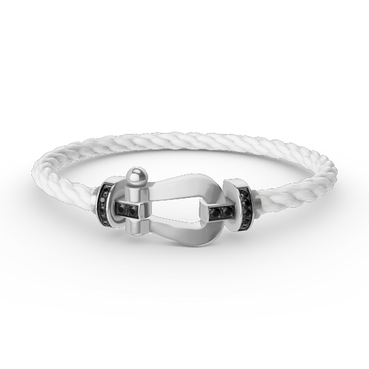 [Frd]FORCE LARGE HORSESHOE BLACK DIAMOND BRACELET SILVER