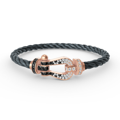 [Frd]FORCE LARGE HORSESHOE BLACK WHITE DIAMOND BRACELET ROSE GOLD