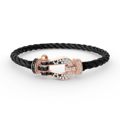 [Frd]FORCE LARGE HORSESHOE BLACK WHITE DIAMOND BRACELET ROSE GOLD