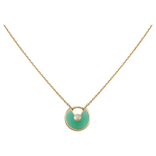 [Chau]AMULETTE GOLD MALACHITE NECKLACE