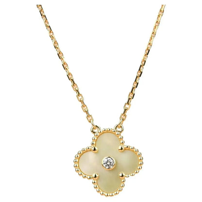 [VCA]CLOVER 15MM DIAMOND GOLD MOTHER OF PEARL NECKLACE