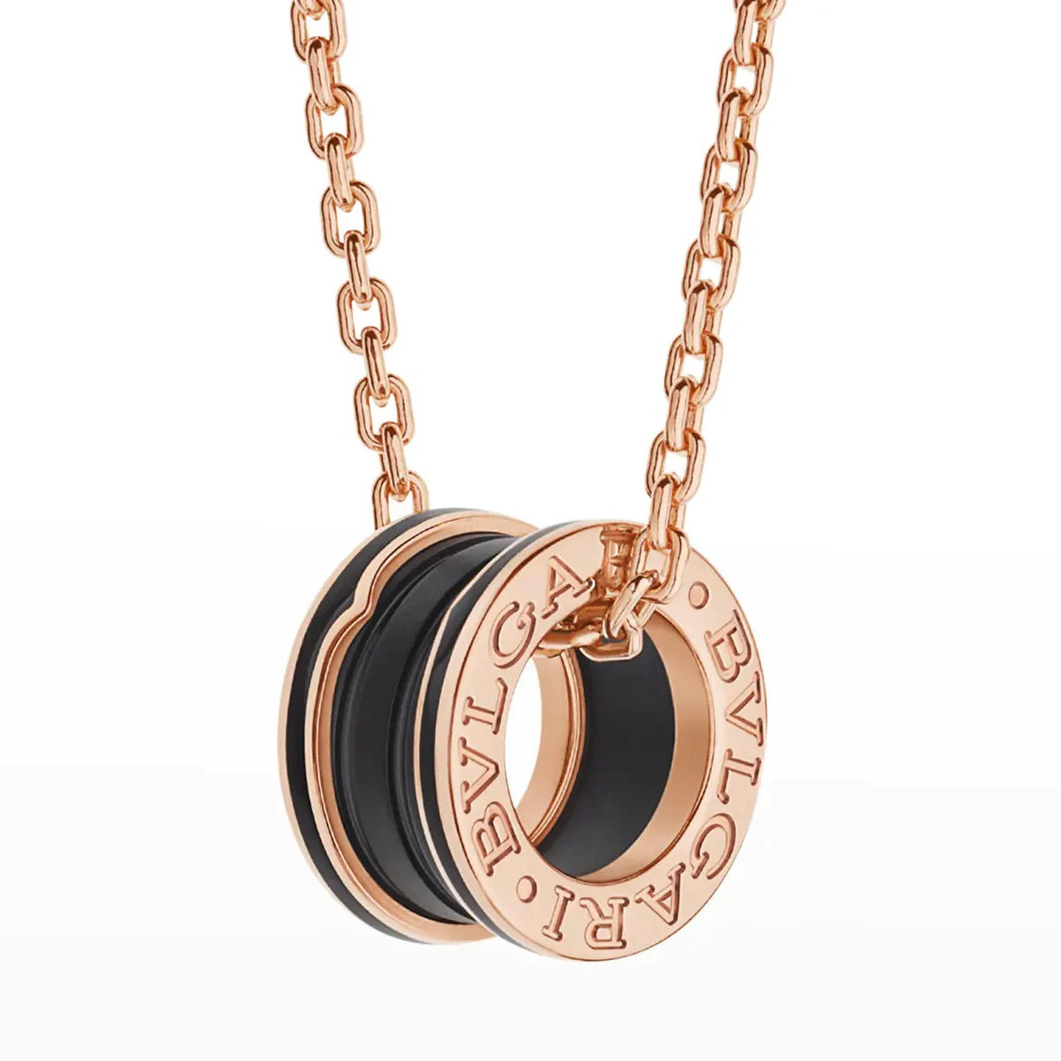 [Blar]ZERO 1 BLACK CERAMIC PINK GOLD NECKLACE