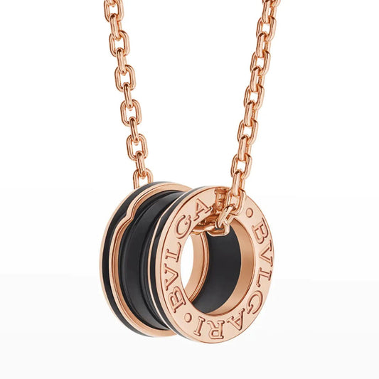 [Blar]ZERO 1 BLACK CERAMIC PINK GOLD NECKLACE