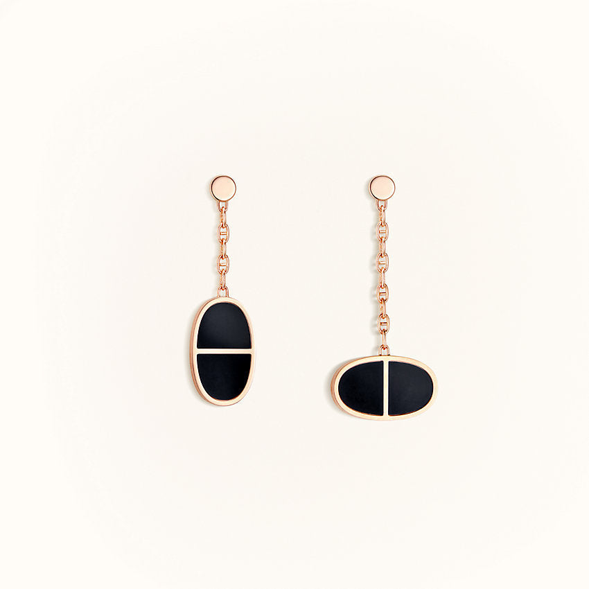 [Hmes]CHAINE VERSO BLACK CERAMIC EARRINGS