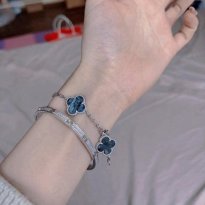 [VCA]CLOVER 5 MOTIF PIETERSITE SILVER BRACELET