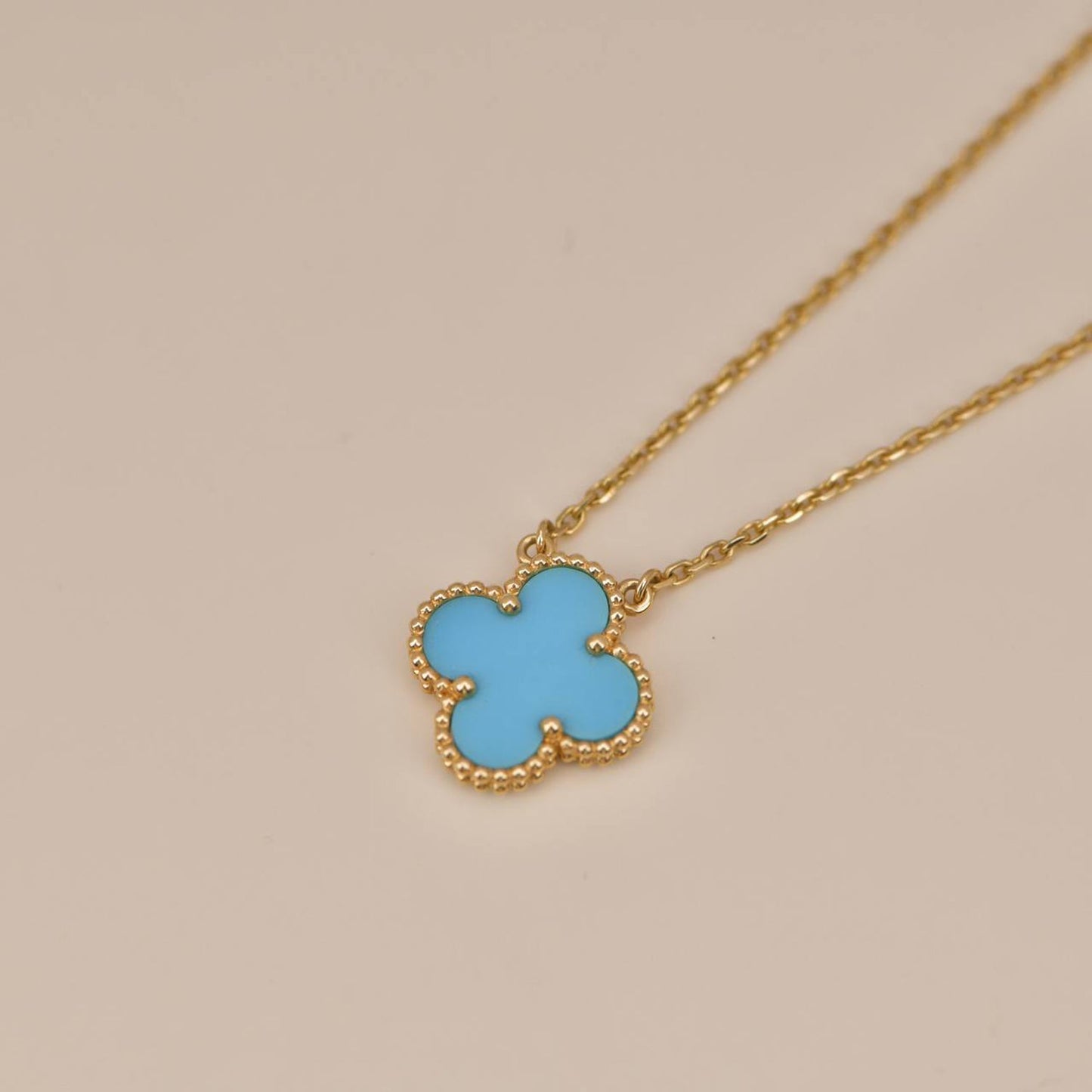 [VCA]CLOVER 15MM VINTAGE TURQUOISE NECKLACE