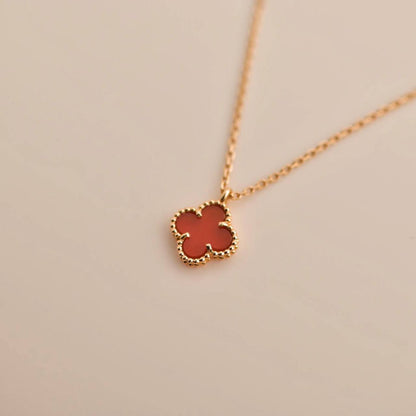 [VCA]CLOVER MINI 9.5MM WHITE CARNELIANS NECKLACE