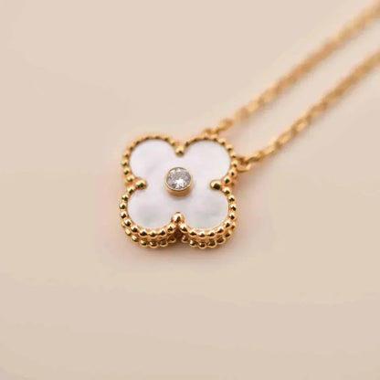 [VCA]CLOVER 15MM DIAMOND WHITE FRITILLARIA NECKLACE