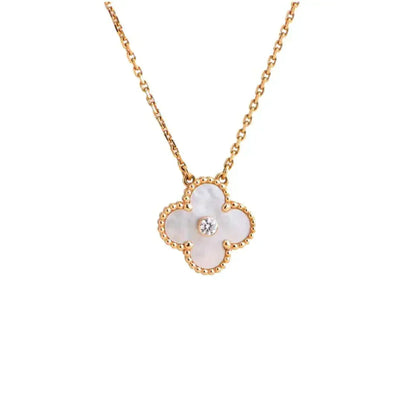 [VCA]CLOVER 15MM DIAMOND WHITE FRITILLARIA NECKLACE