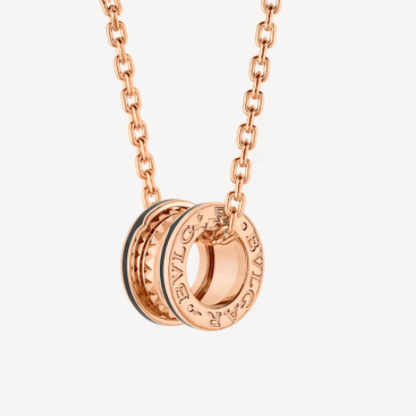 [Blar]ZERO 1 ROCK PEDANT PINK GOLD BLACK NECKLACE