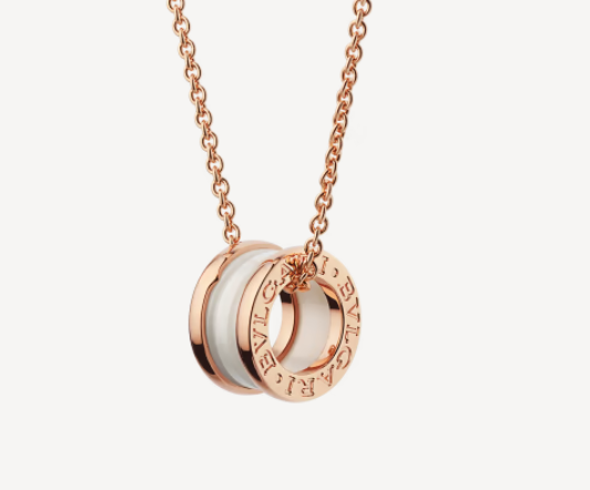 [Blar]ZERO 1 WHITE CERAMIC PINK GOLD NECKLACE