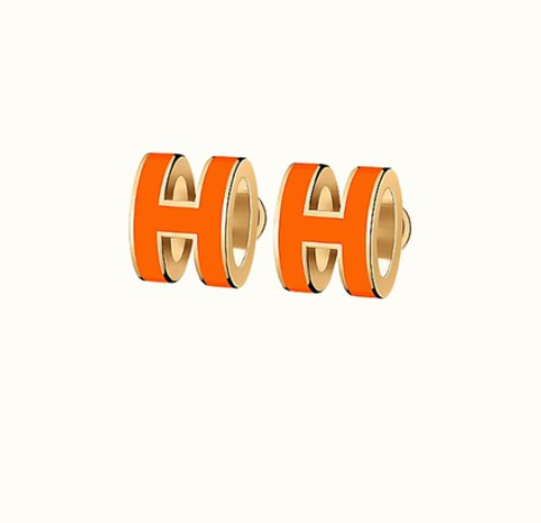 [Hmes]MINI POP H EARRINGS ORANGE