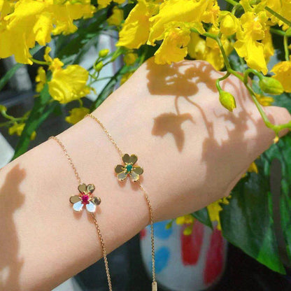 [VCA]FRIVOLE GOLD FLOWER PINK MALACHITE BRACELET