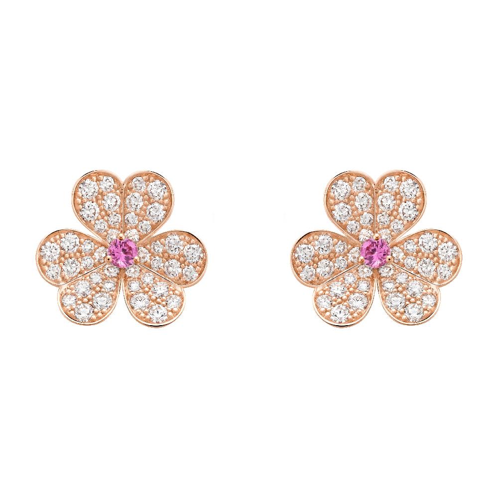 [VCA]FRIVOLE PINK GOLD FLOWER DIAMOND EARRINGS