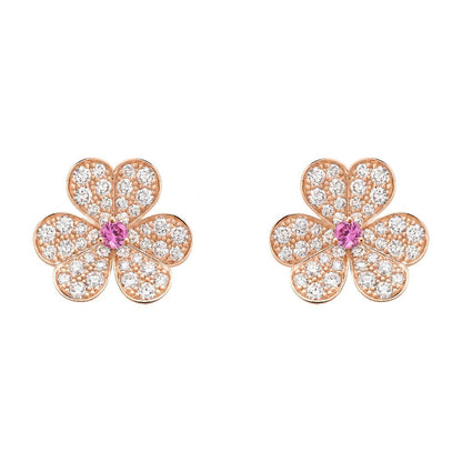 [VCA]FRIVOLE PINK GOLD FLOWER DIAMOND EARRINGS