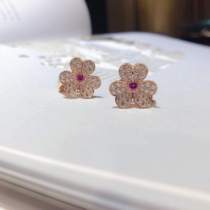 [VCA]FRIVOLE PINK GOLD FLOWER DIAMOND EARRINGS