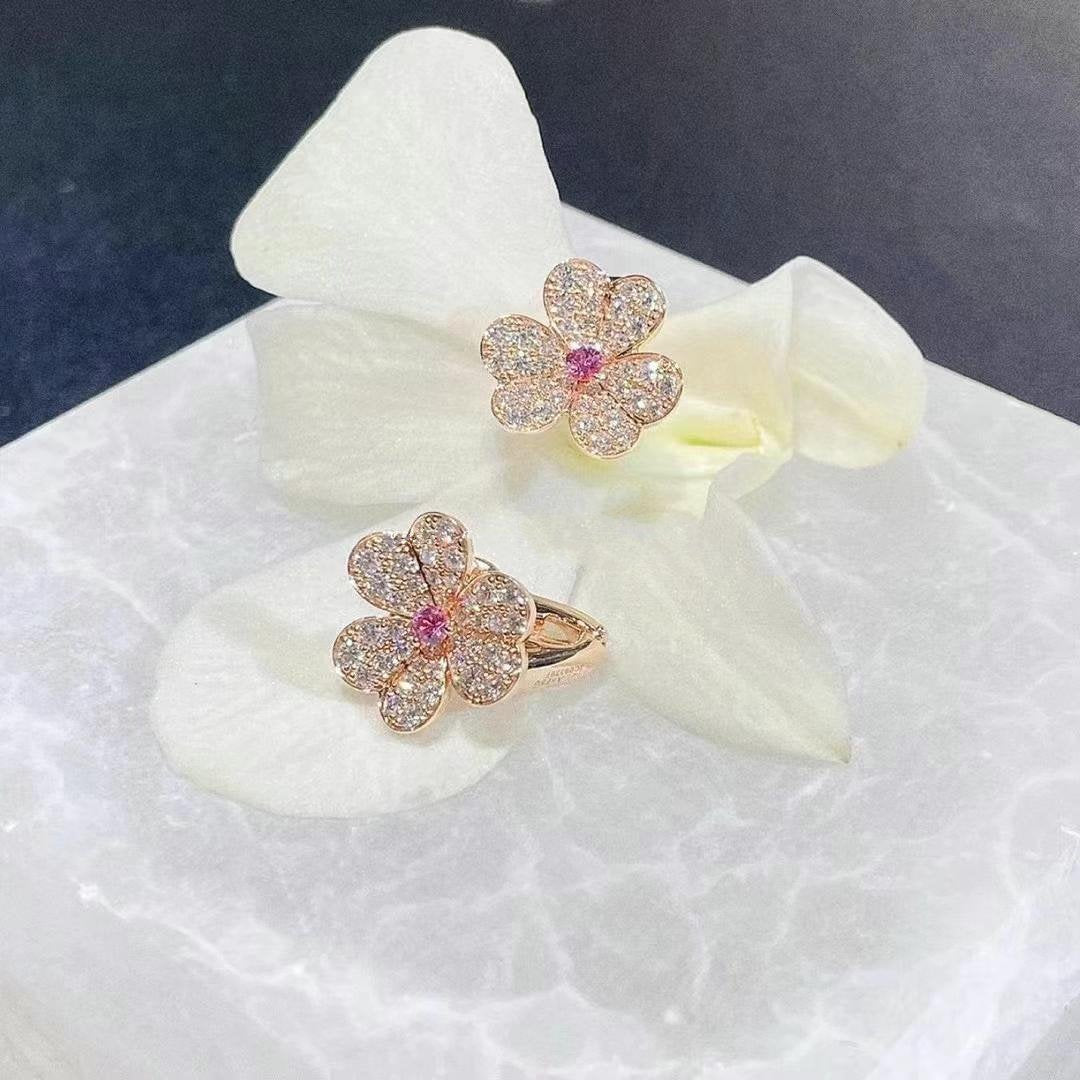 [VCA]FRIVOLE PINK GOLD FLOWER DIAMOND EARRINGS