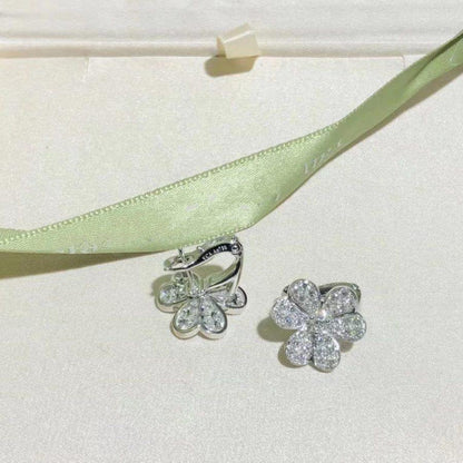 [VCA]FRIVOLE SILVER FLOWER DIAMOND EARRINGS