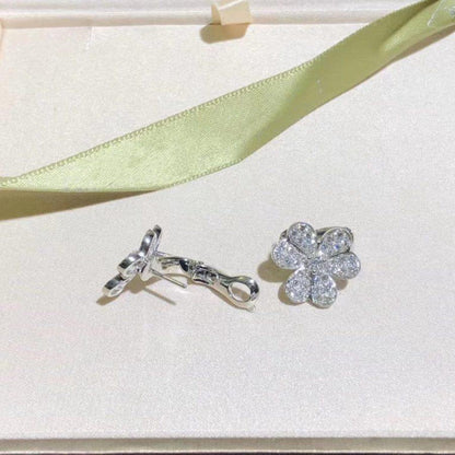 [VCA]FRIVOLE SILVER FLOWER DIAMOND EARRINGS