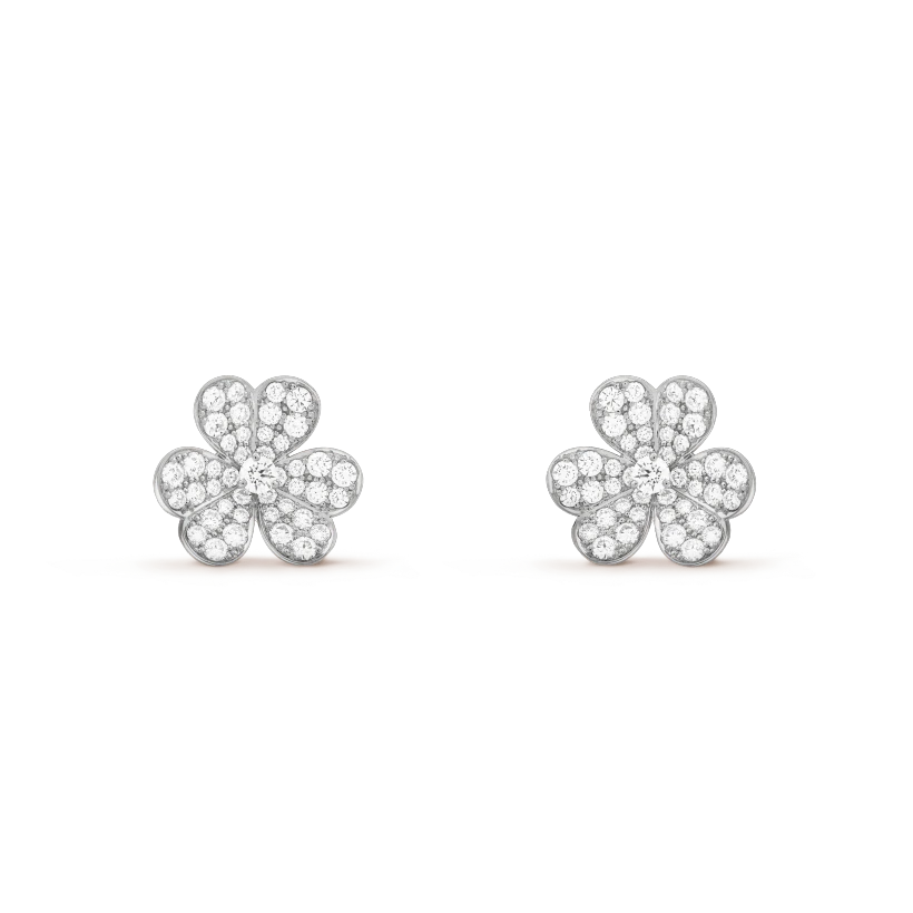 [VCA]FRIVOLE SILVER FLOWER DIAMOND EARRINGS