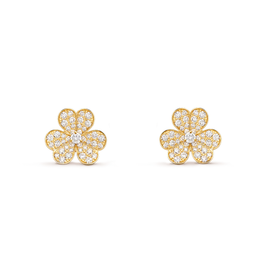 [VCA]FRIVOLE GOLD FLOWER DIAMOND EARRINGS