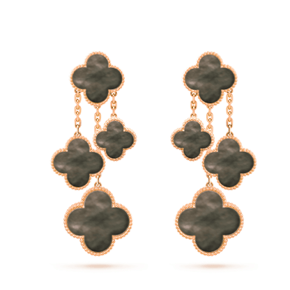 [VCA]CLOVER EARRINGS DARK MOP 4 MOTIFS ROSE GOLD