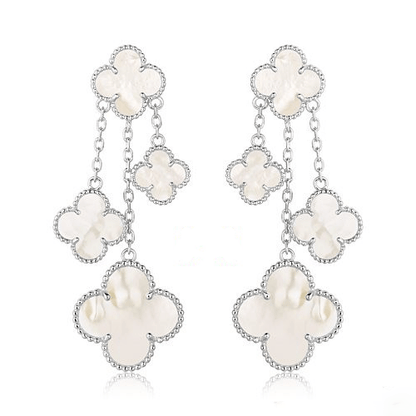 [VCA]CLOVER EARRINGS WHITE MOP 4 MOTIFS SILVER