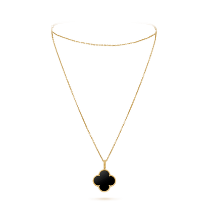 [VCA]CLOVER 25MM GOLD ONYX BIG CLOVER NECKLACE