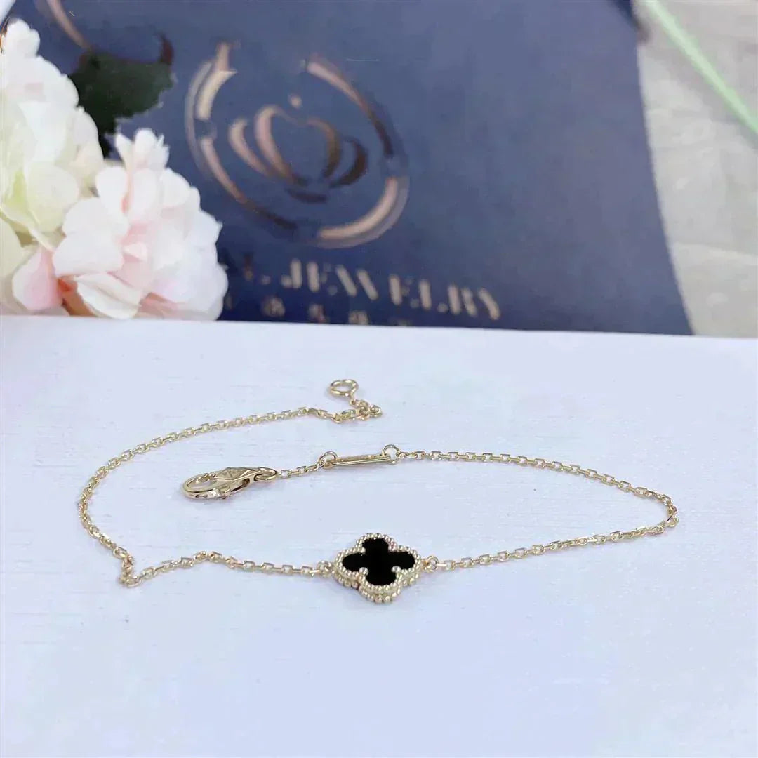 [VCA]CLOVER ONYX SINGLE FLOWER BRACELET