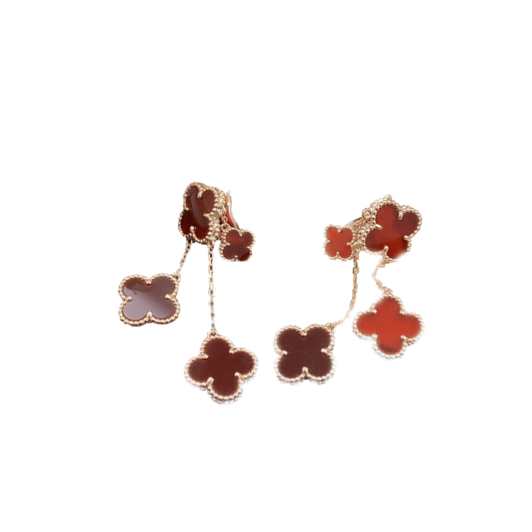 [VCA]CLOVER EARRINGS CARNELIAN 4 MOTIFS PINK GOLD