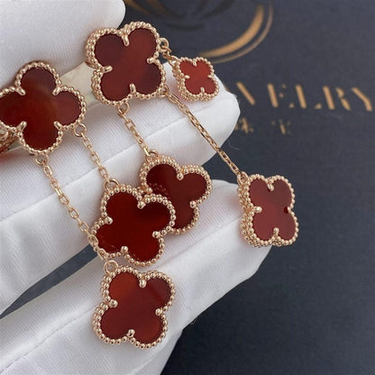 [VCA]CLOVER EARRINGS CARNELIAN 4 MOTIFS PINK GOLD