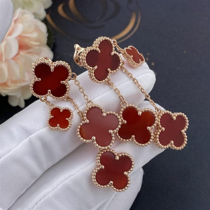 [VCA]CLOVER EARRINGS CARNELIAN 4 MOTIFS PINK GOLD