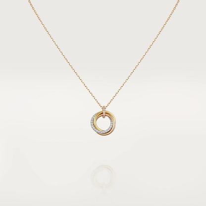 [CAT]TRINITY NECKLACE SILVER GOLD PINK GOLD DIAMONDS