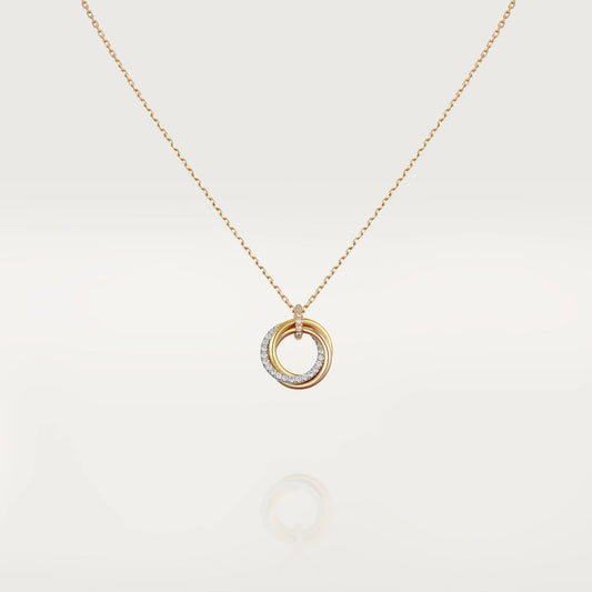 [CAT]TRINITY NECKLACE SILVER GOLD PINK GOLD DIAMONDS