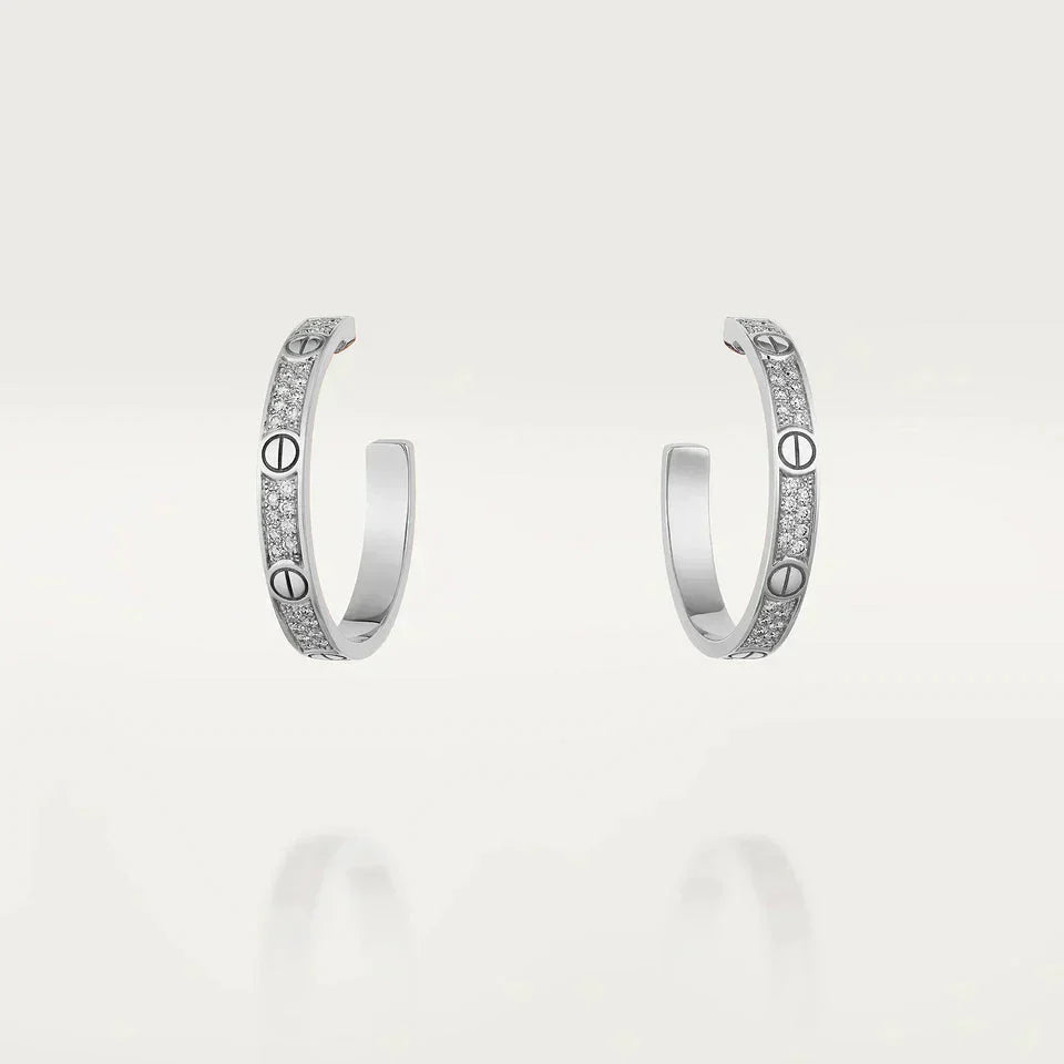 [CAT]LOVE DIAMOND SILVER HOOP EARRINGS