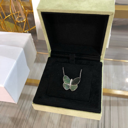 [VCA]LARGE BUTTERFLY SILVER PENDANT DIAMOND NECKLACE