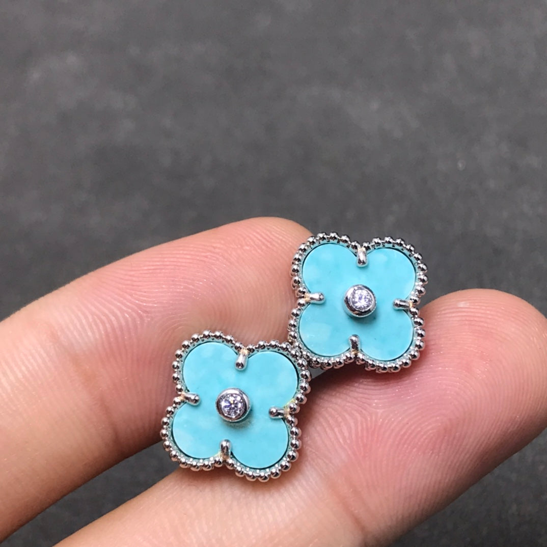 [VCA]CLOVER 1 DIAMOND BLUE SKY SILVER EARRINGS