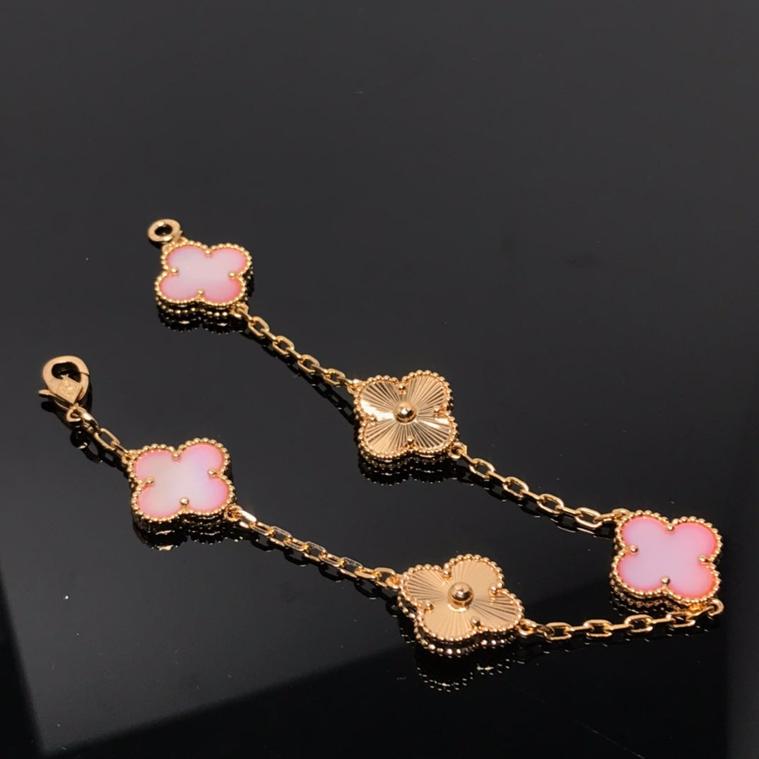 [VCA]CLOVER BRACELET 5 MOTIF PINK AND PINK GOLD