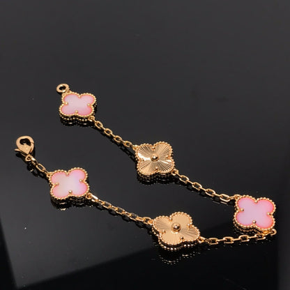 [VCA]CLOVER BRACELET 5 MOTIF PINK AND PINK GOLD