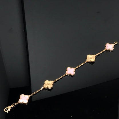 [VCA]CLOVER BRACELET 5 MOTIF PINK AND PINK GOLD