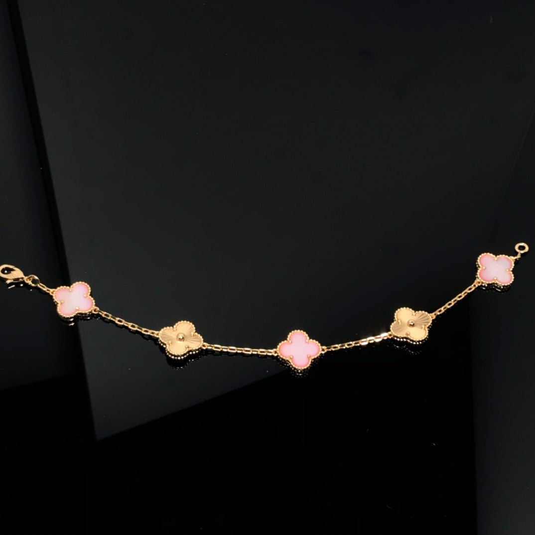 [VCA]CLOVER BRACELET 5 MOTIF PINK AND PINK GOLD