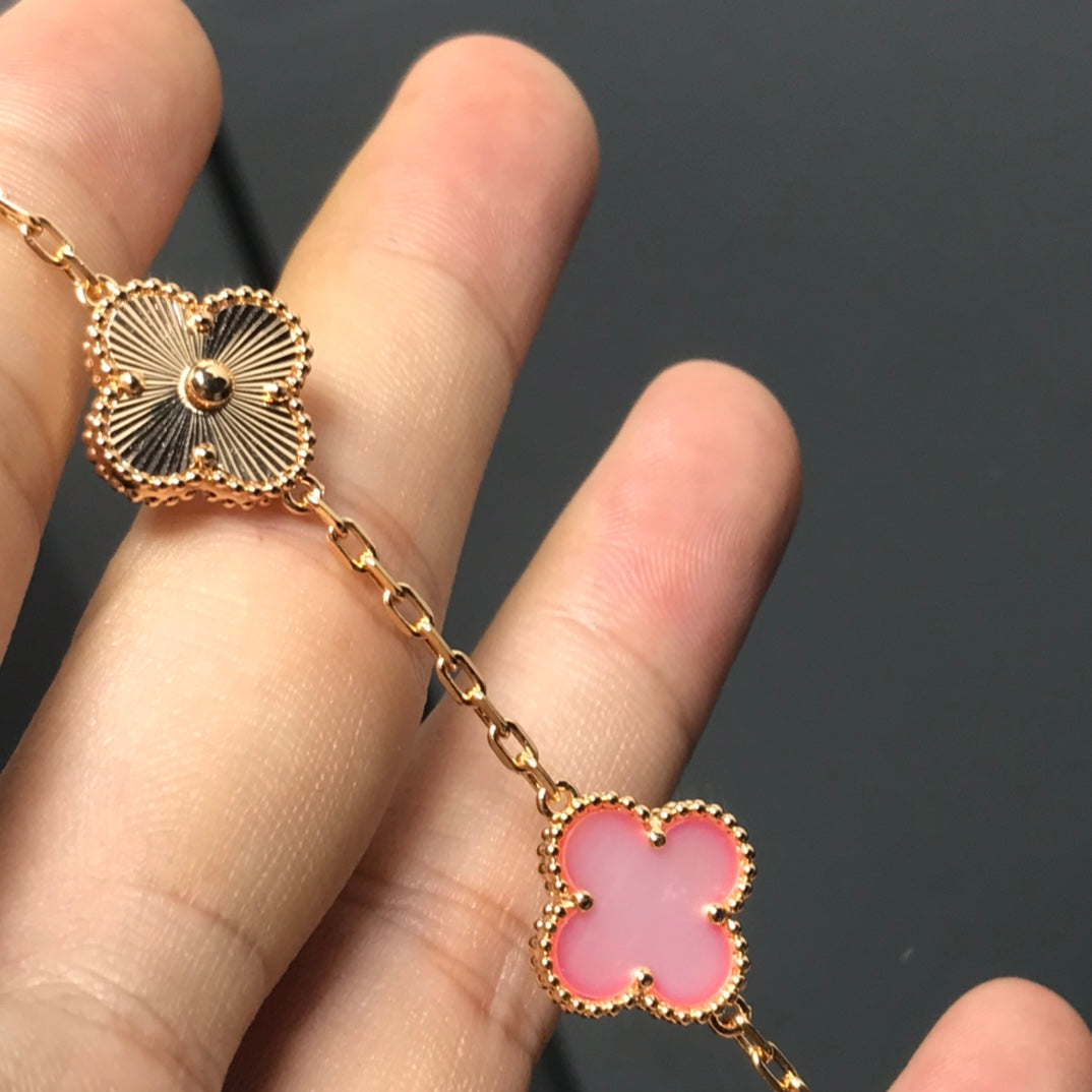 [VCA]CLOVER BRACELET 5 MOTIF PINK AND PINK GOLD