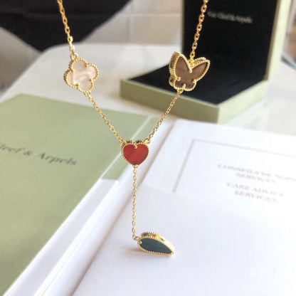 [VCA]LUCKY SPRING 4 MOTIFS ROSE GOLD NECKLACE