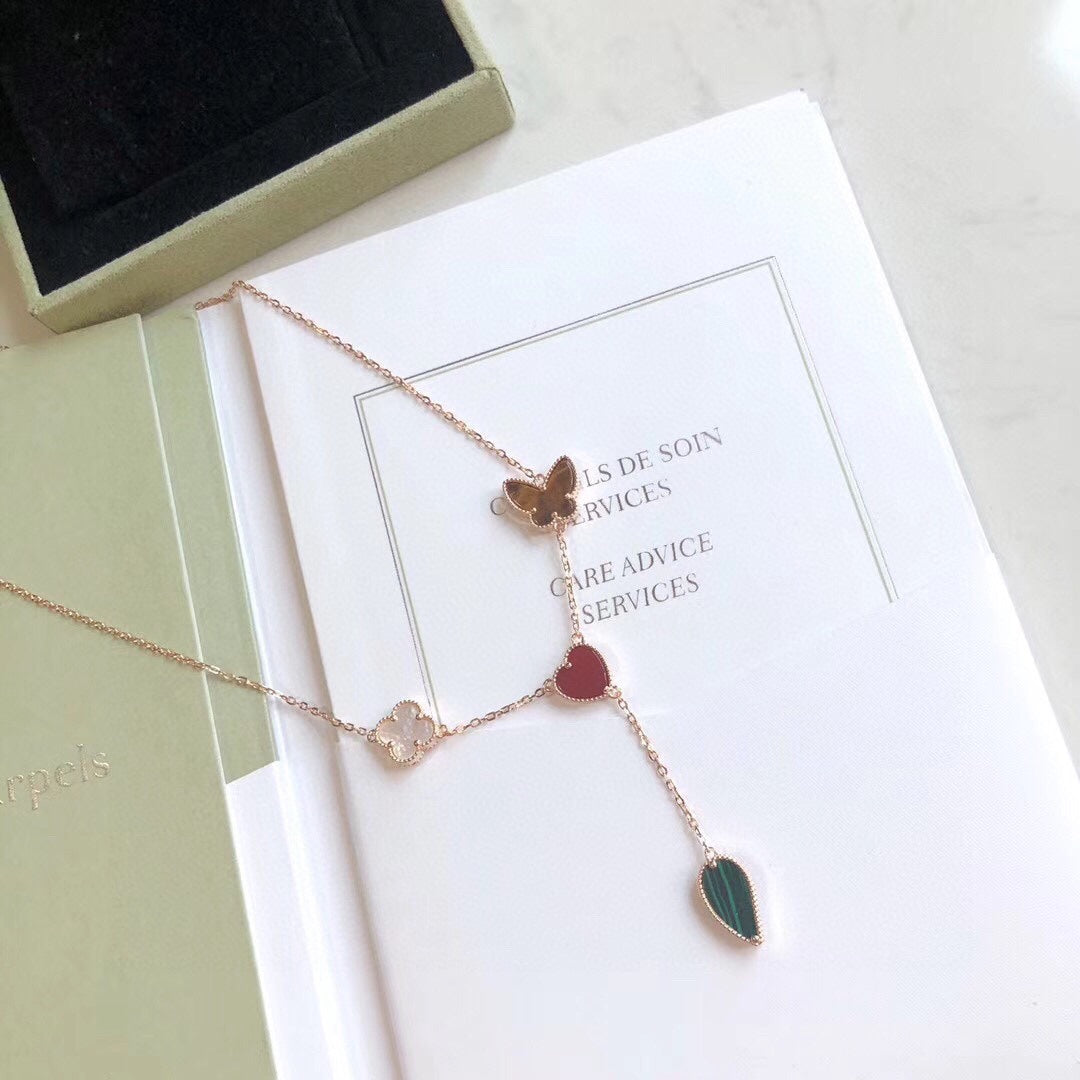 [VCA]LUCKY SPRING 4 MOTIFS ROSE GOLD NECKLACE