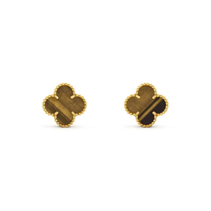 [VCA]CLOVER MEDIUM 1 MOTIFS TIGER EYE EARRINGS