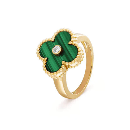 [VCA]CLOVER MALACHITE RING GOLD DIAMOND